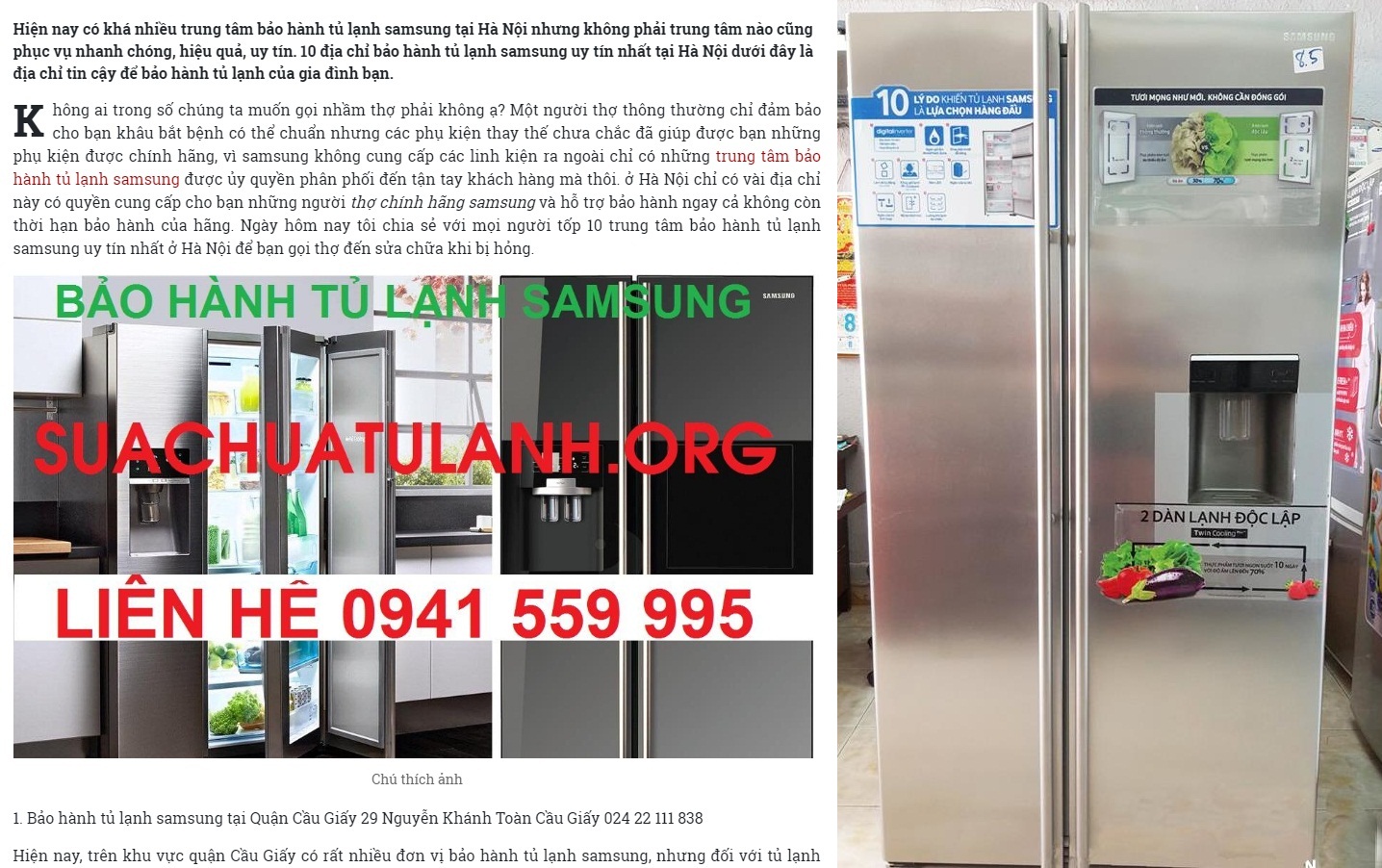 Bảo Hành Tủ Lạnh Samsung Uy Tín Tại Hà Nội